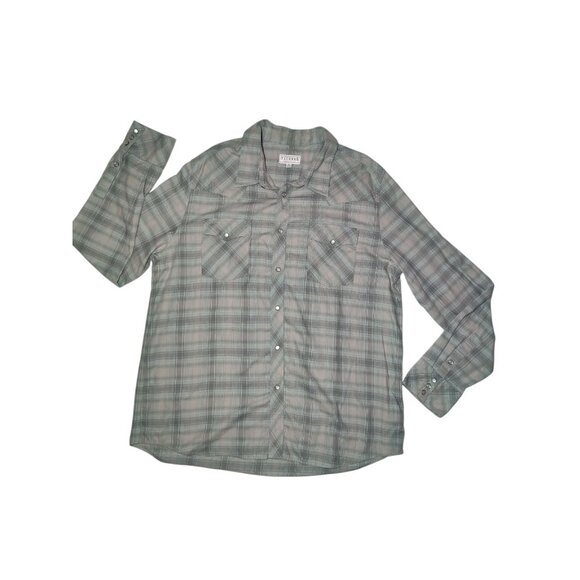 Tecovas Western Pearl Snap Men's Shirt Cotton Green Plaid Pockets XL - Picture 1 of 8